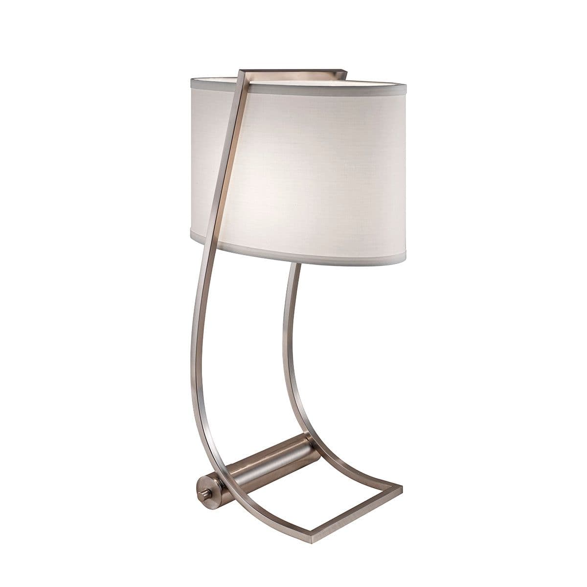 Table Lamp USB Port Base Cotton Fabric Shade Brushed Steel LED E27 60W
