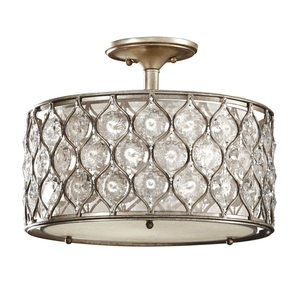 3 Bulb Semi Flush Light Burnished LED E27 60W Bulb