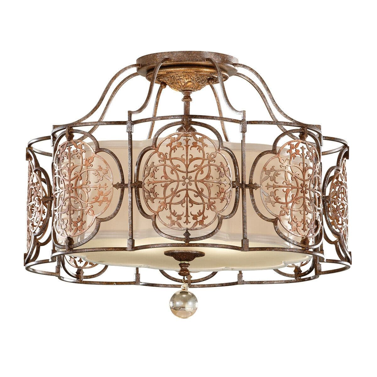 3 Bulb Semi Flush Light British Oxidized LED E27 60W Bulb