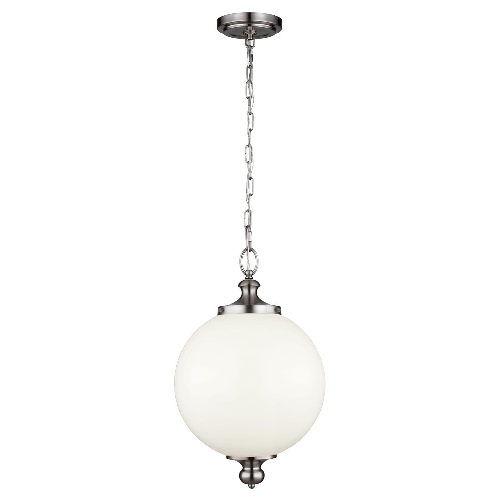 1 Bulb Ceiling Pendant Light Fitting Brushed Steel LED E27 60W Bulb