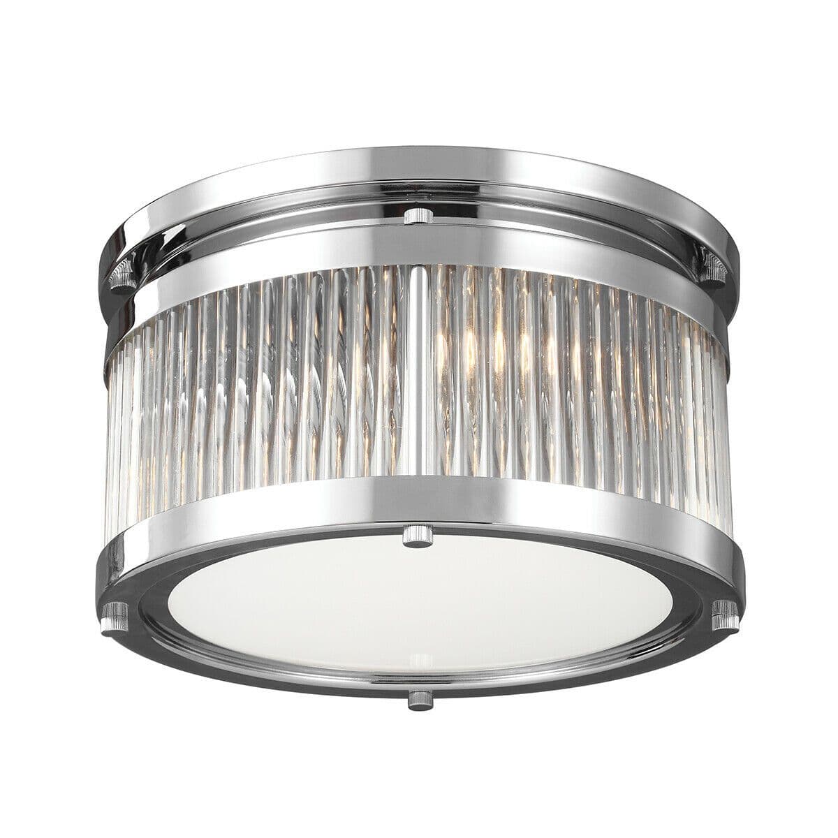 IP44 3 Bulb Flush Light Secure Glass Tube Shades Rows Chrome LED G9 3.5W