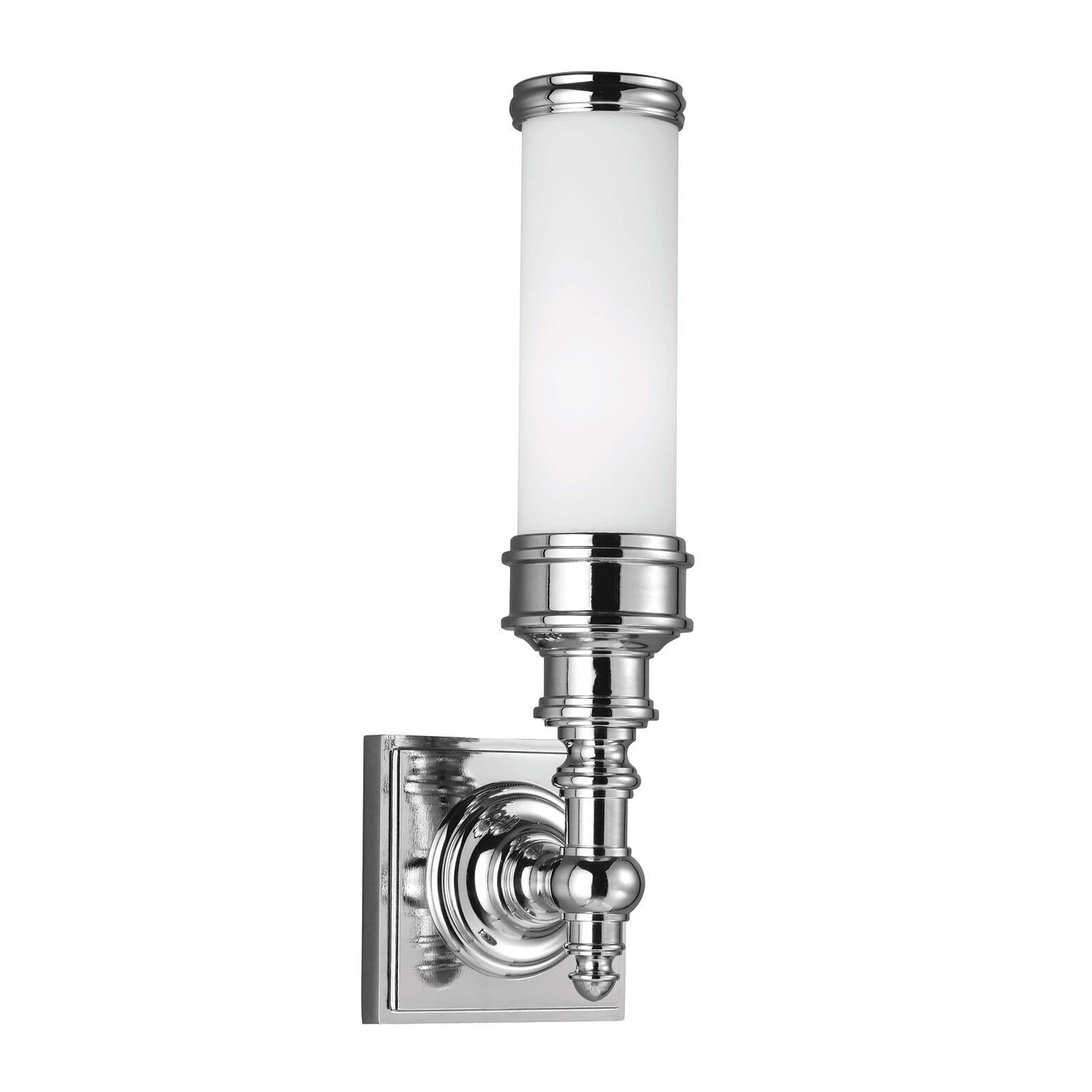 IP44 Wall Light Etched Glass Lamp Metal Ring Polished Chrome LED G9 3.5W