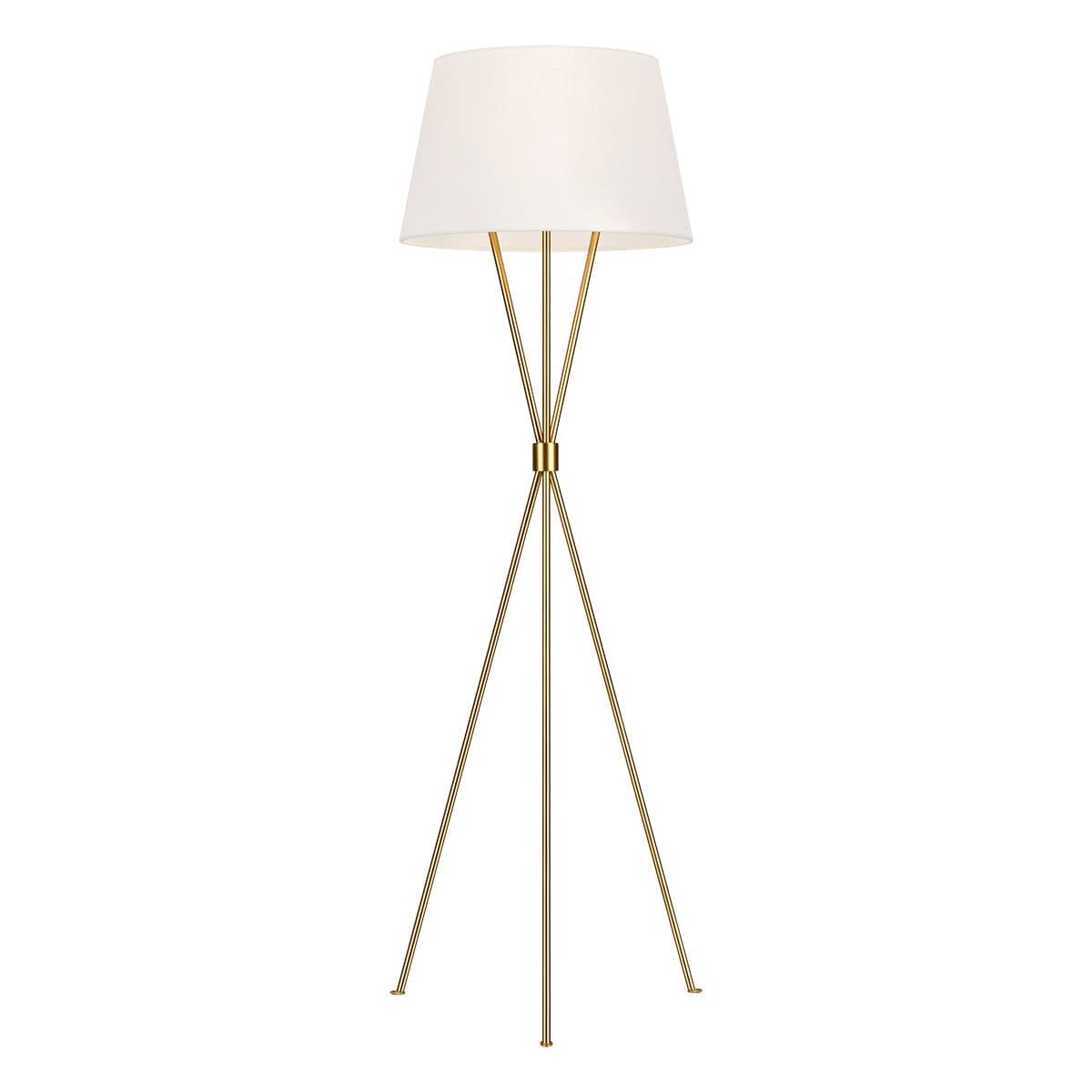 Floor Lamp Tripod Base Crossed Mid Stem Shade Burnished Brass LED E27 60W