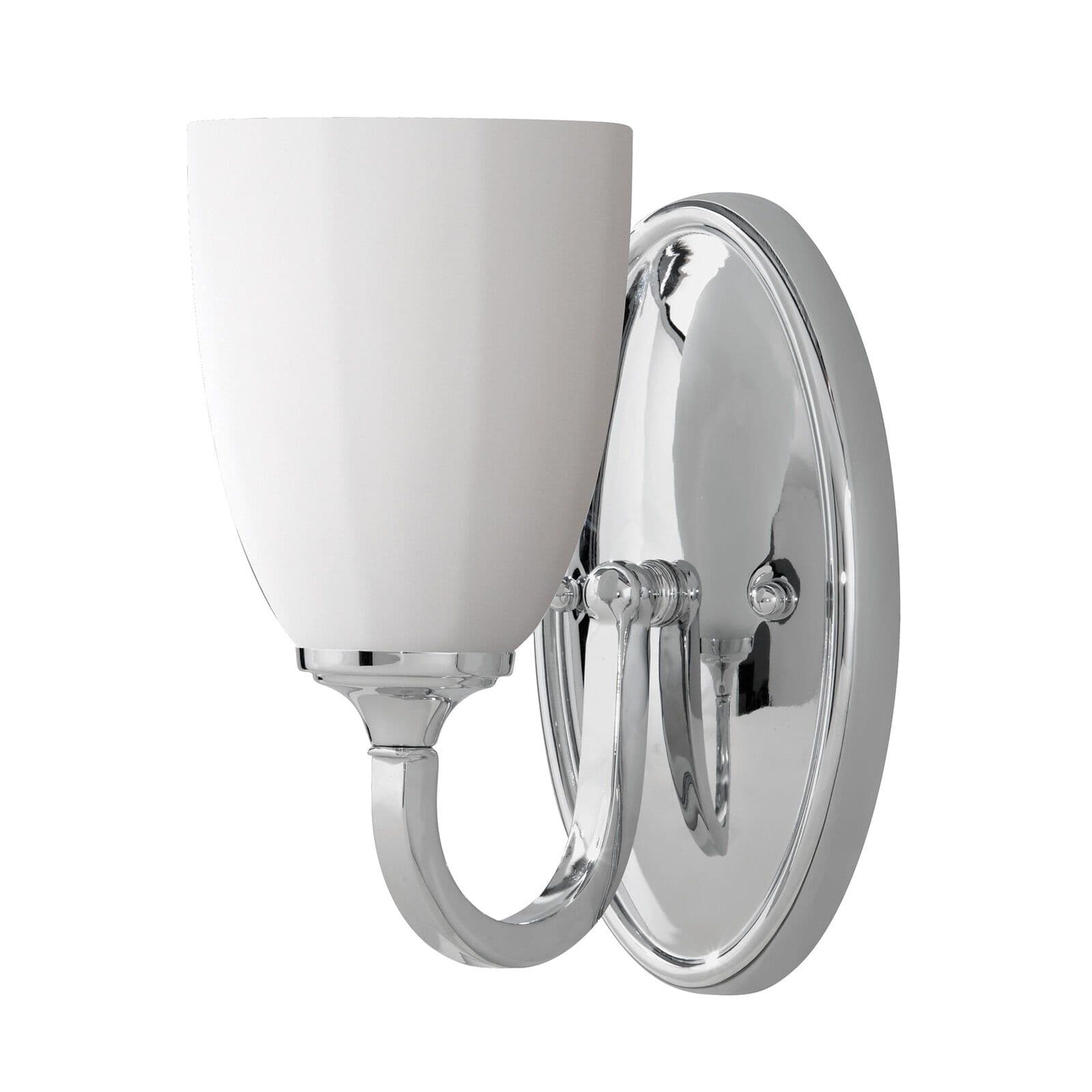 IP44 Wall Light Looped Arm Opal Etched Glass Shade Polished Chrome LED G9 3.5W
