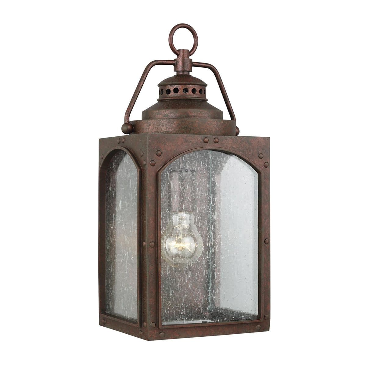 Outdoor IP44 1 Bulb Wall Light Lantern Oxide LED E27 60W d00926