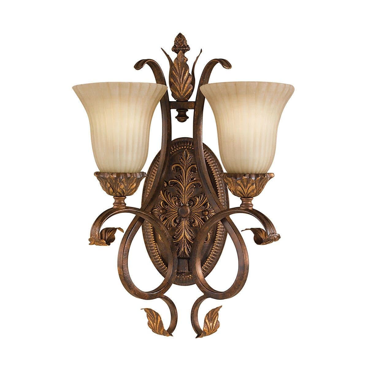 Twin Wall Light Sconce Aged Tortoise Shell LED E27 60W Bulb d00963