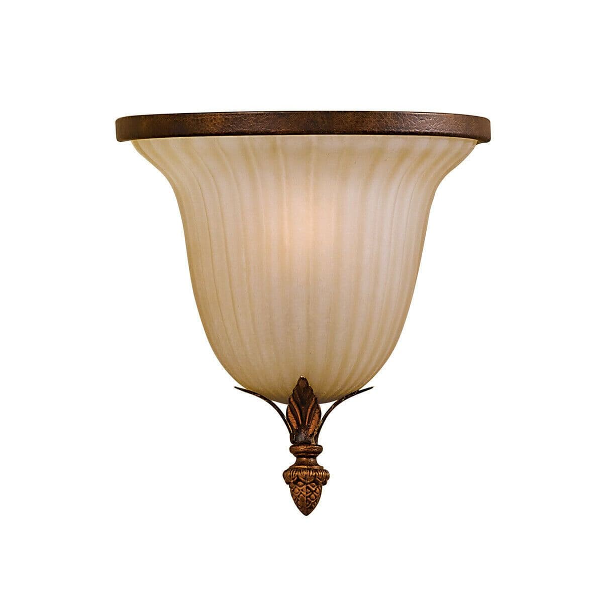 Wall Light Ribbed Uplighter Bottom Finial Aged Tortoise Shell LED E14 40W