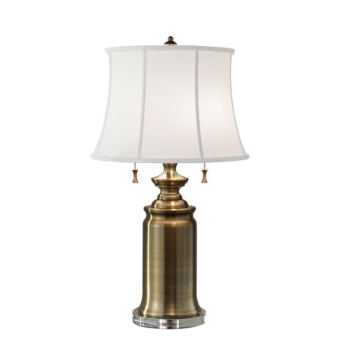 2 Bulb Twin Table Lamp Pull On Off Switch Linen Shade Bali Brass E27 60W