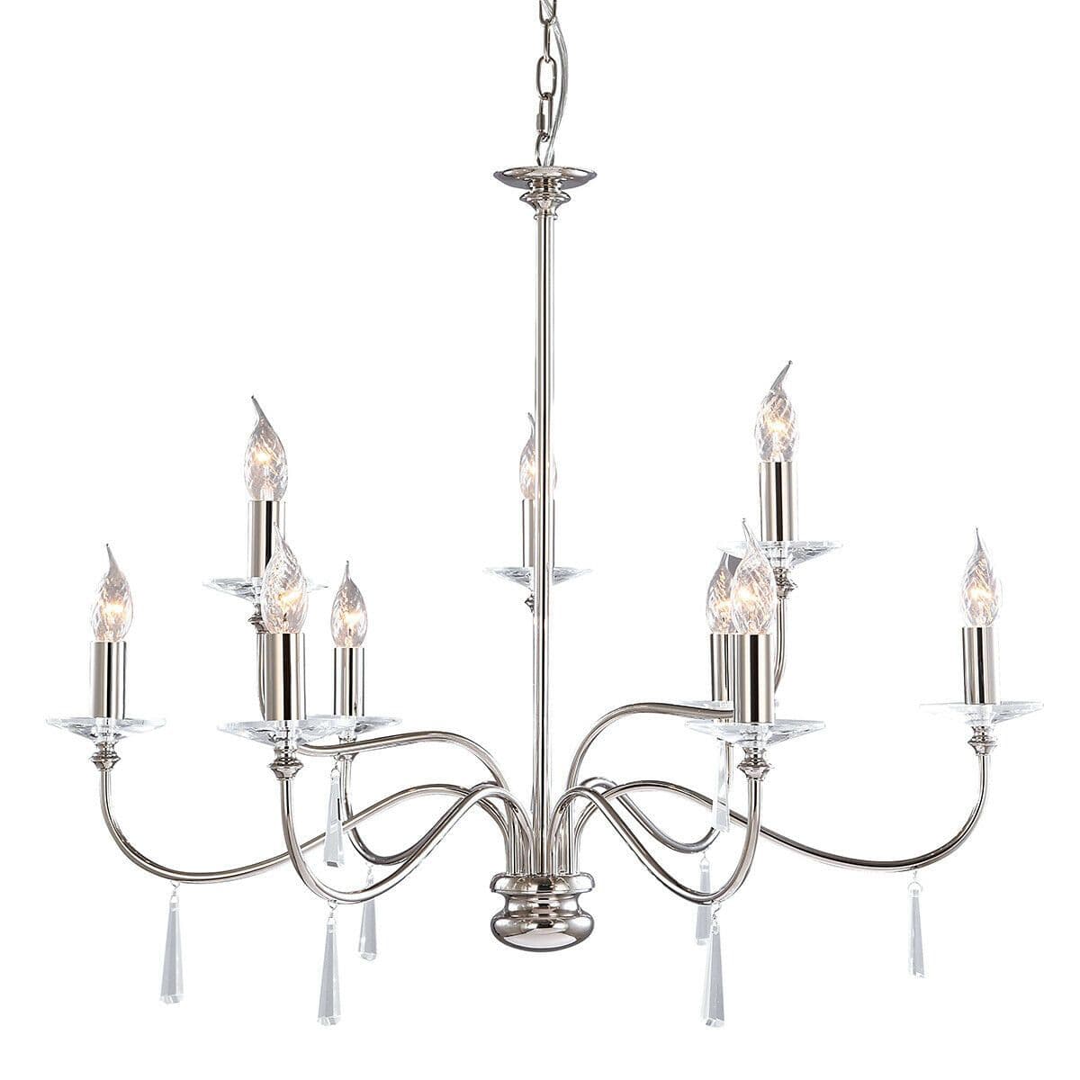 9Chandelier LIght Highly Polished Nickel LED E14 60W