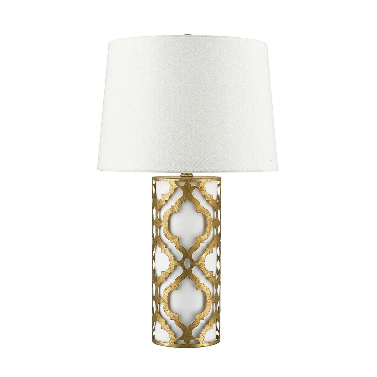 Table Lamp Linen Shade Metal Outer Shade Distressed Gold LED E27 100W