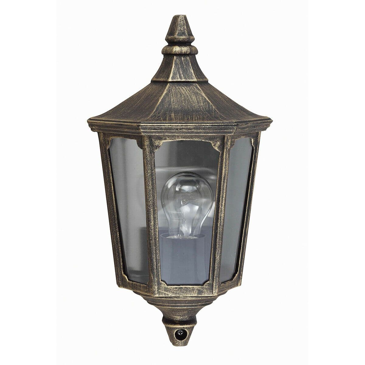 Outdoor IP44 1 Bulb Half Lantern Wall Light Gold LED E27 60W