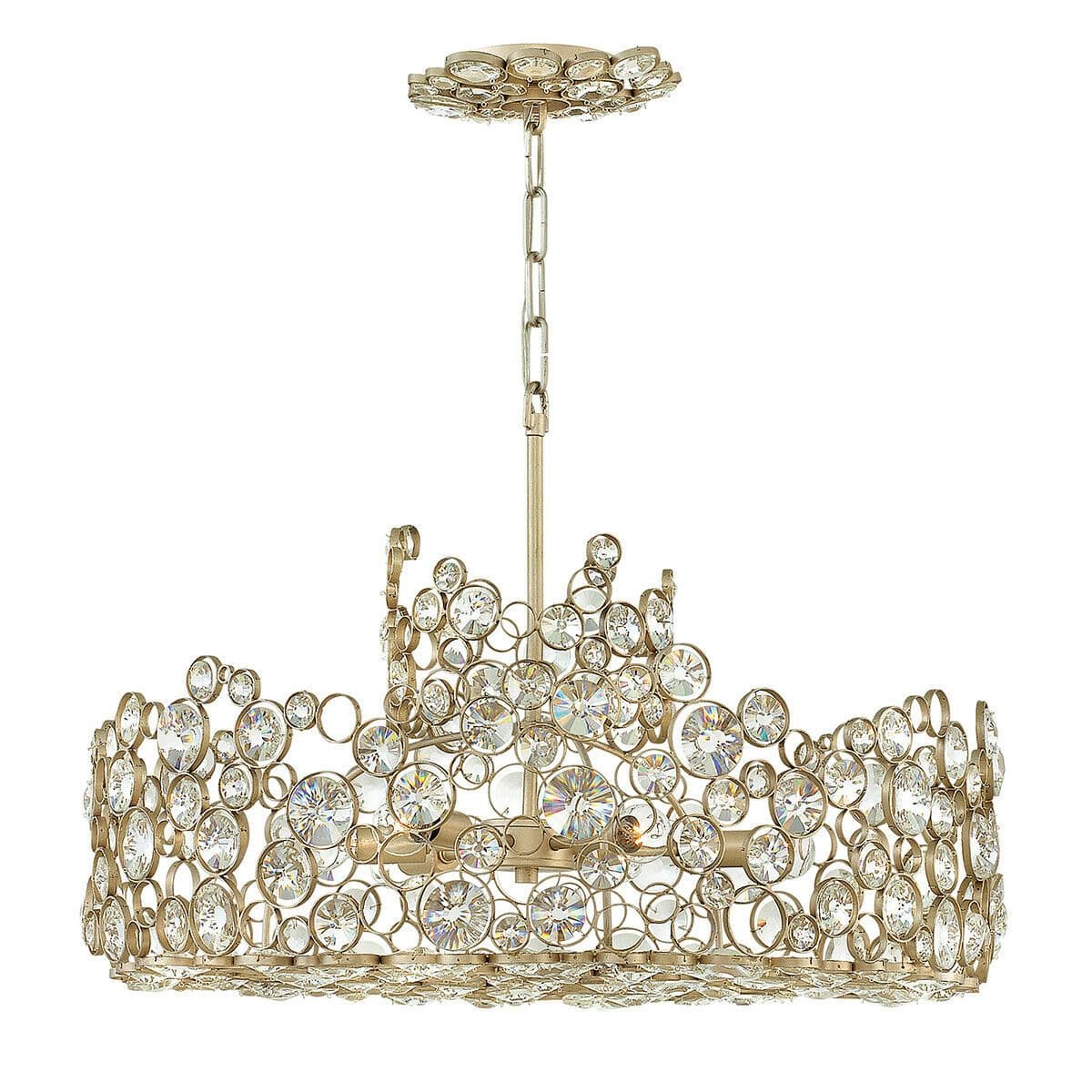 6 Bulb Chandelier Connecting Circles Faceted Crystals Leaf LED E14 60W