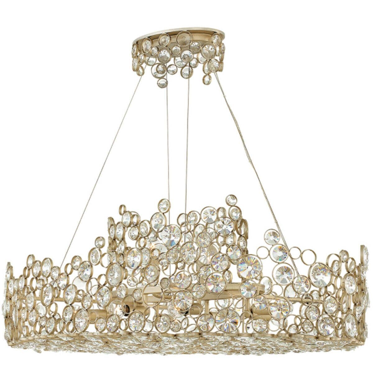 10 Bulb Pendant Light Connecting Circles Faceted Crystal Leaf LED E14 60W