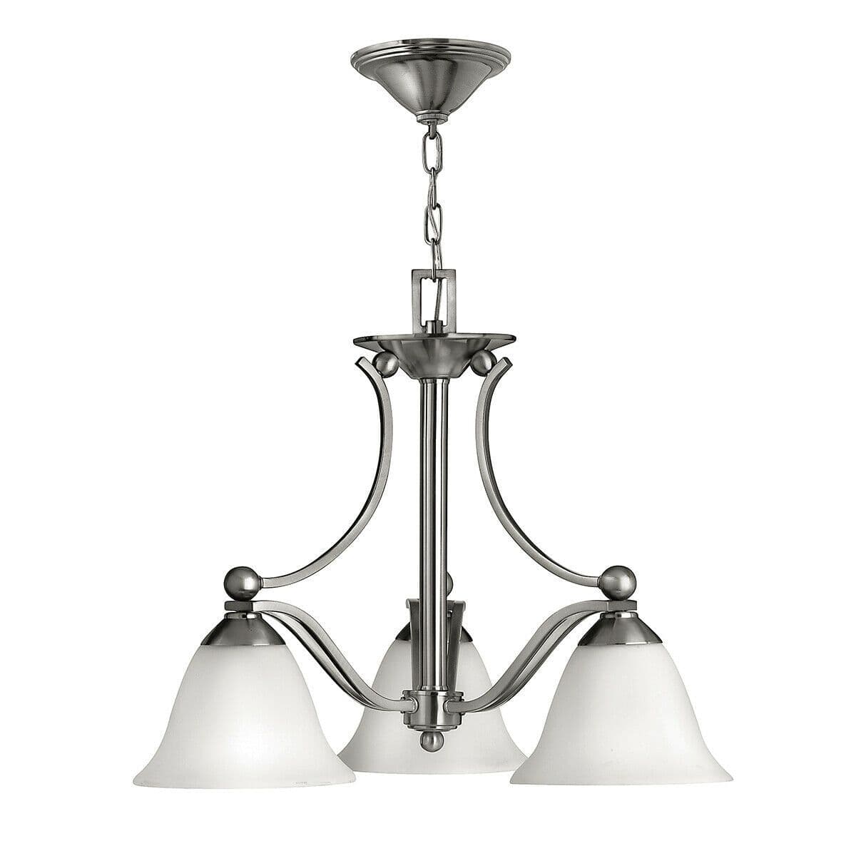 3 Bulb Chandelier Hanging Pendant LIght Brushed Nickel LED E27 60W Bulb