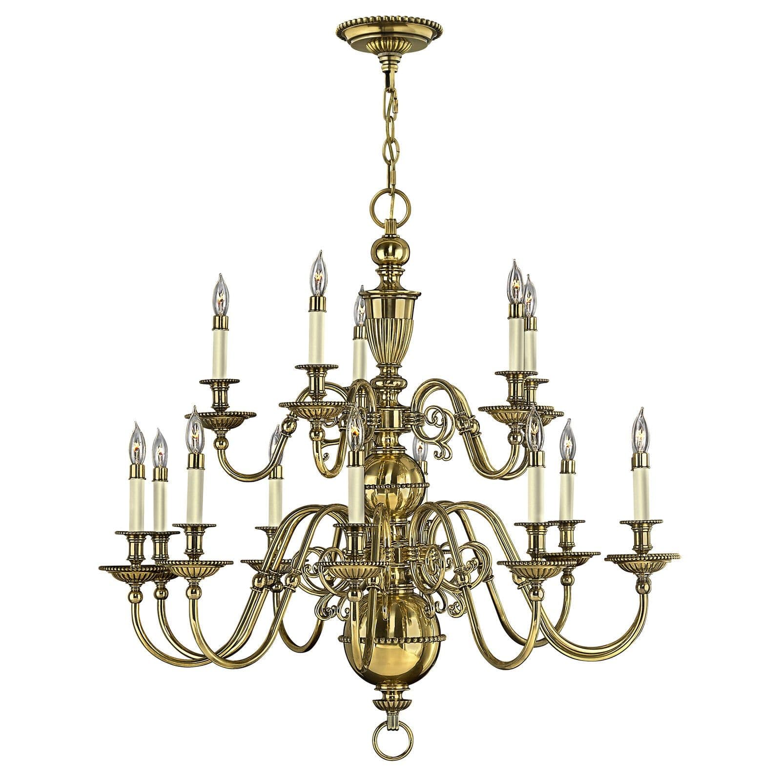 15 Bulb Chandelier Hanging Pendant LIght Burnished Brass LED E14 40W Bulb