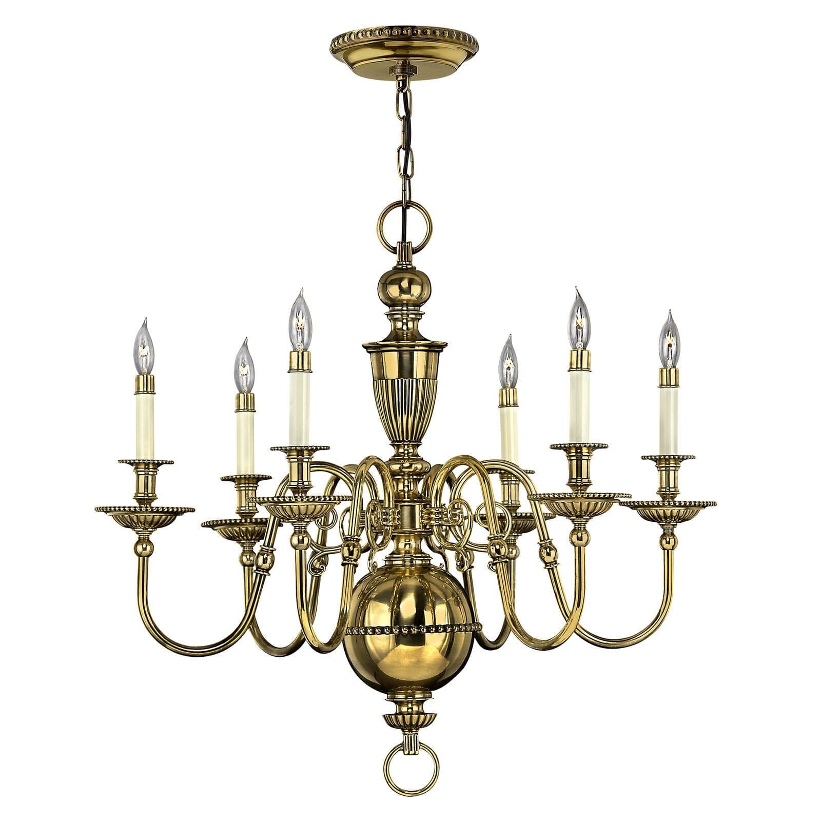 6 Bulb Chandelier Hanging Pendant LIght Burnished Brass LED E14 60W Bulb