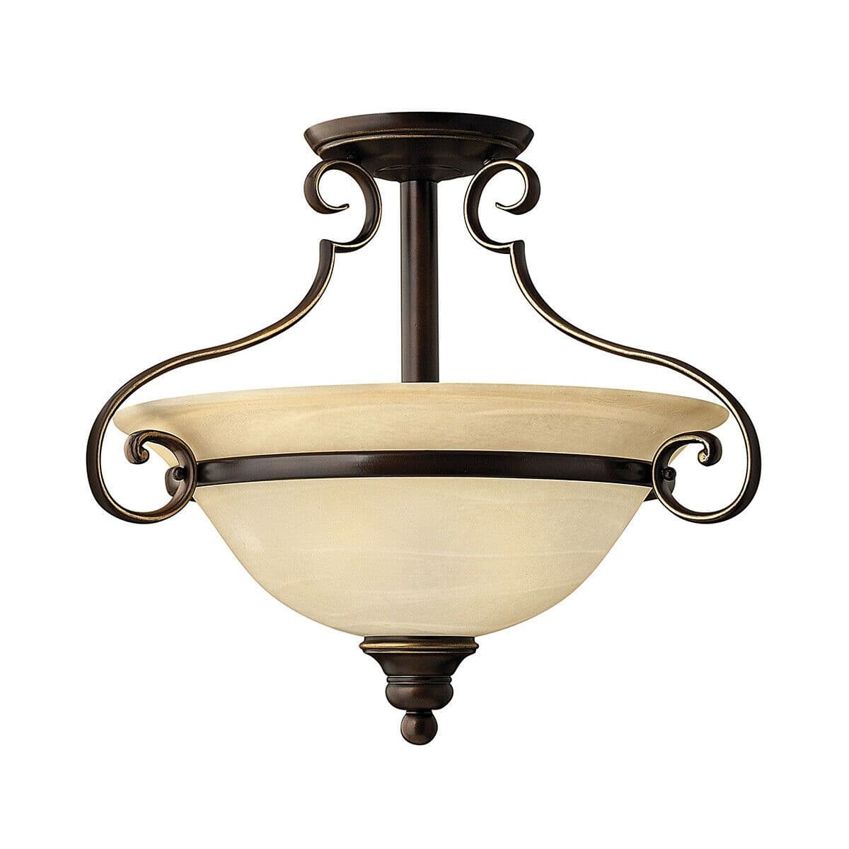 2 Bulb Semi Flush Light Antique LED E27 60W Bulb