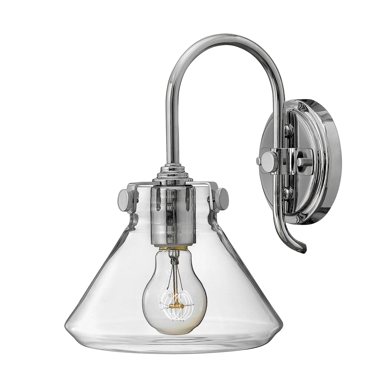 Wall Light Retro Triangular Round Glass Shade Chrome LED E27 100W