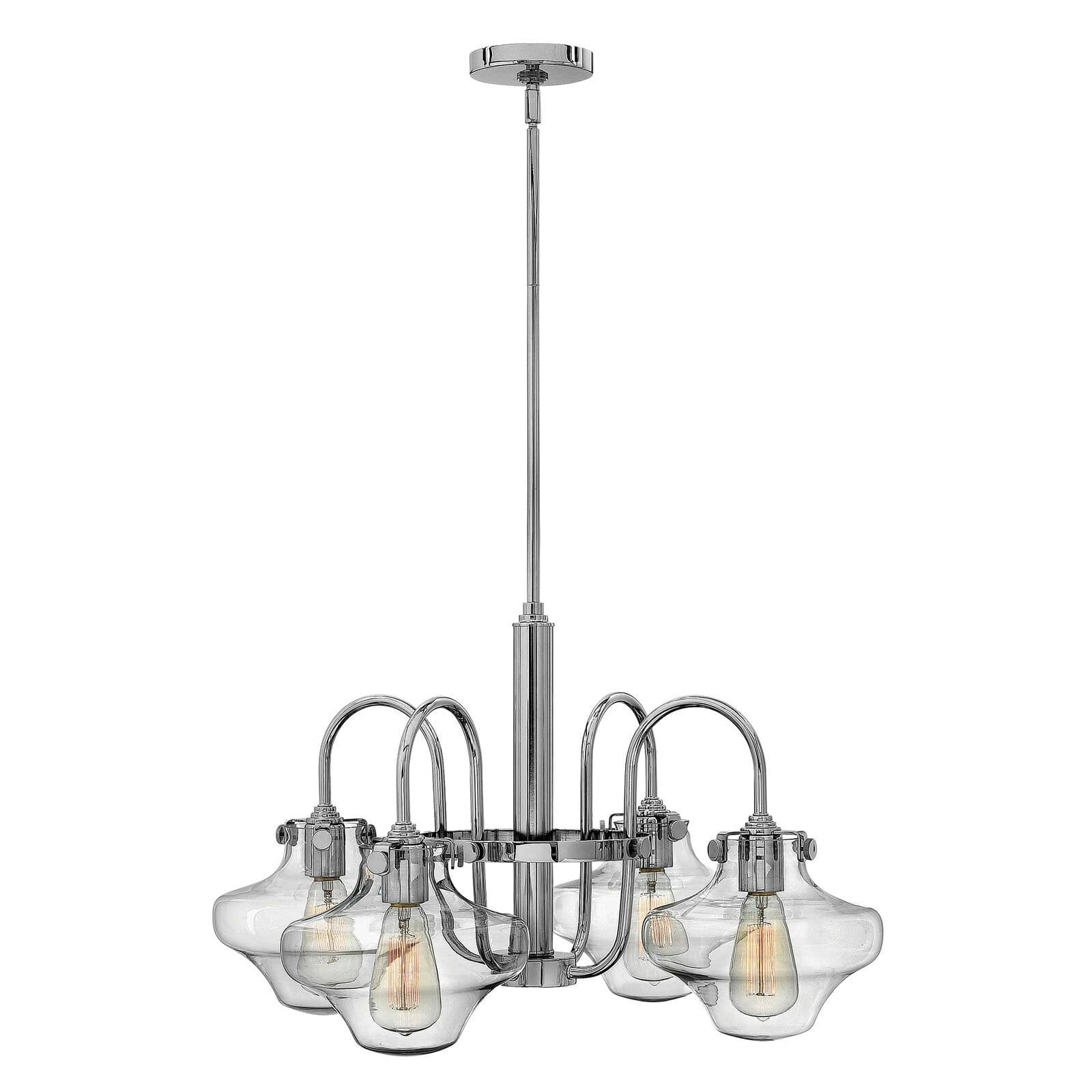 4 Bulb Chandelier Hanging Pendant LIght Chrome LED E27 100W Bulb