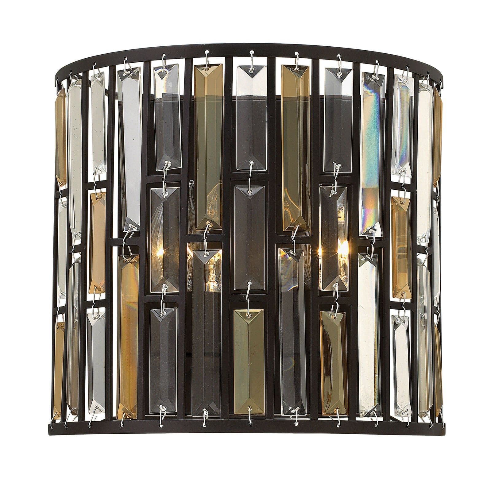 Twin Wall Light Prisms Amber Pearl & Crystal Vintage E14 60W d01290