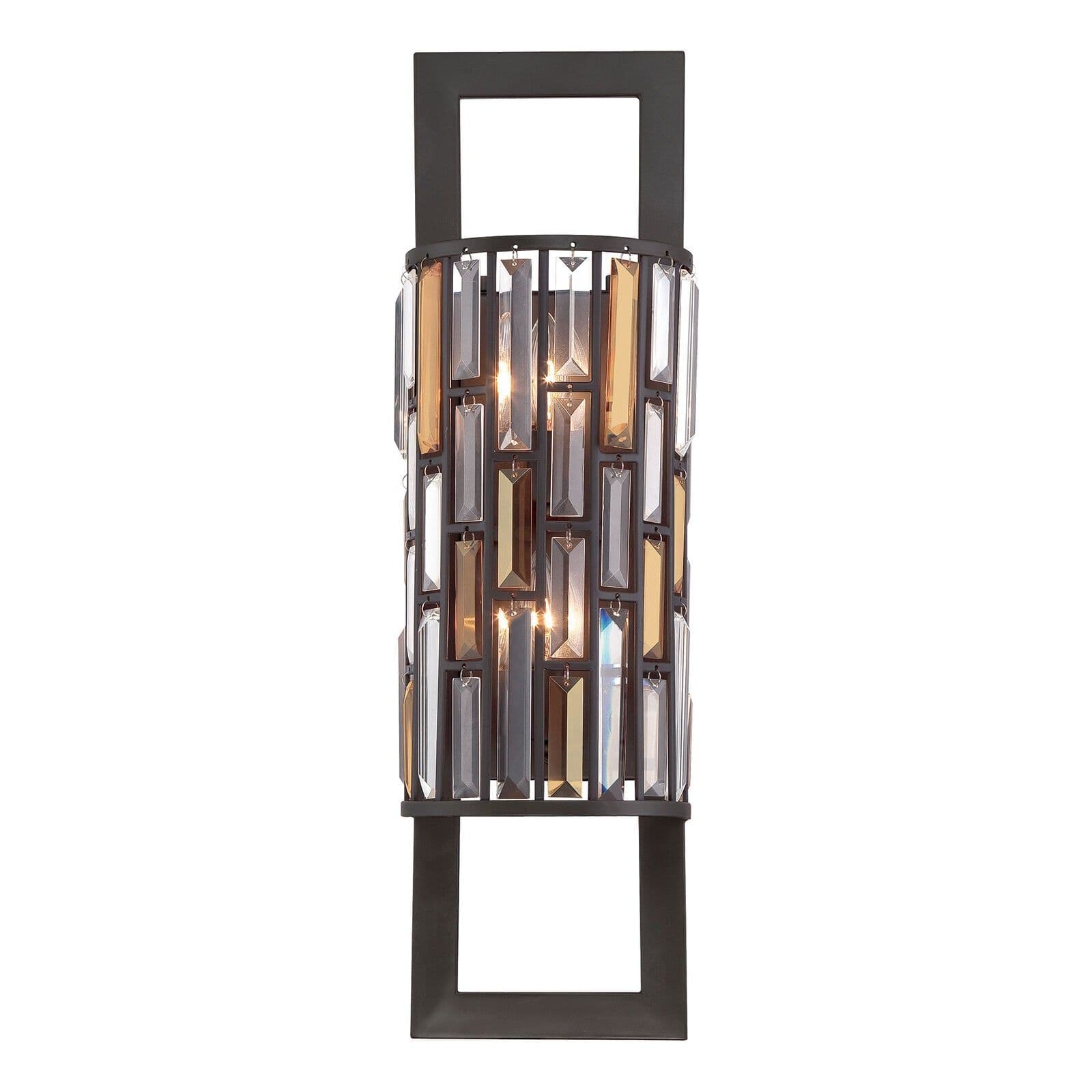 Twin Wall Light Prisms Amber Pearl & Crystal Vintage E14 60W d01292