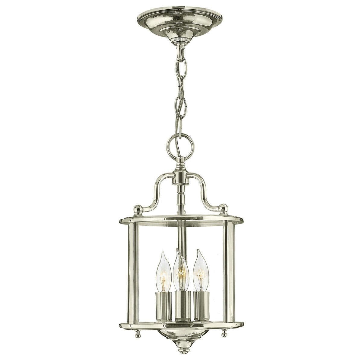 3 Bulb Ceiling Pendant Light Fitting Highly Polished Nickel LED E14 60W