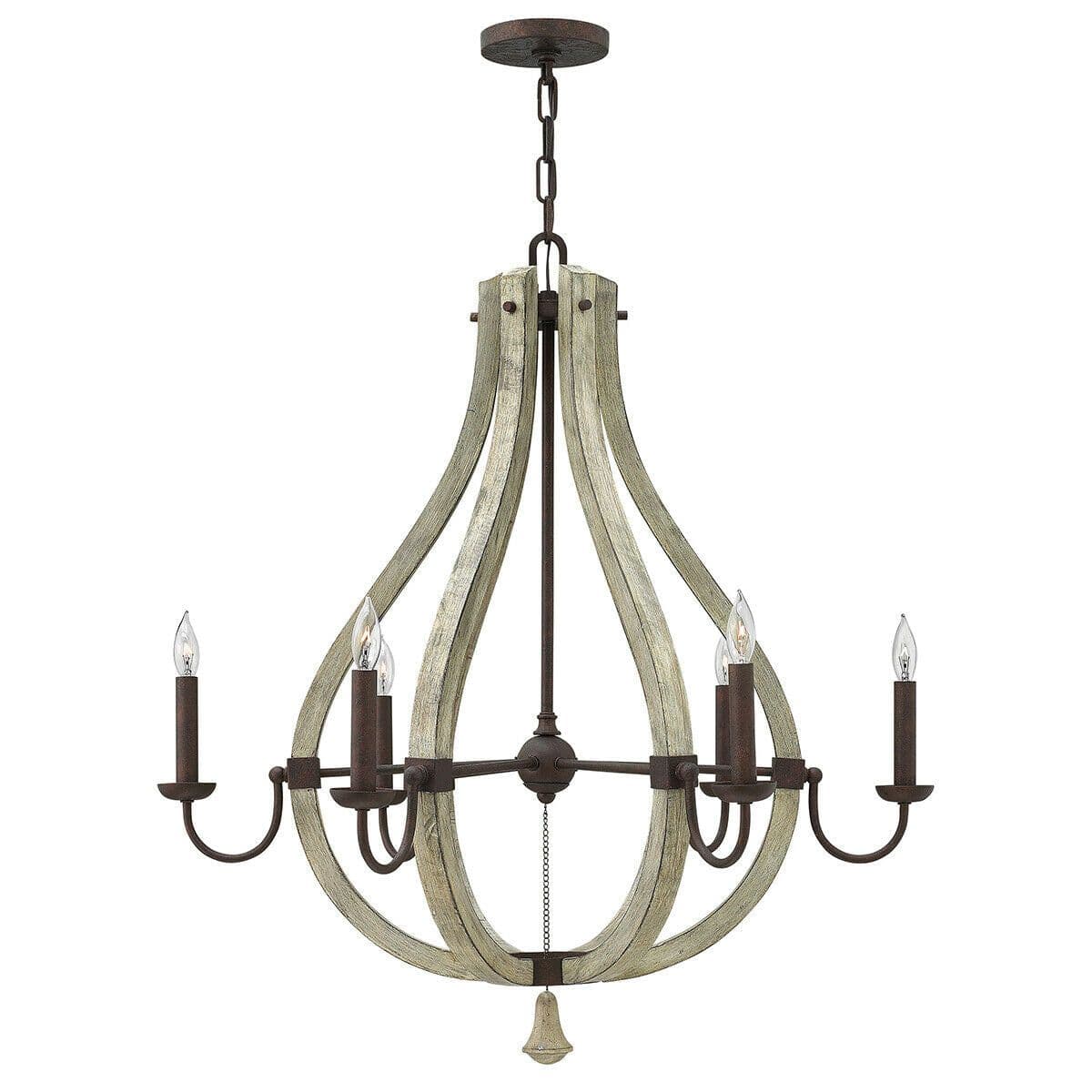 6 Bulb Chandelier Hanging Pendant LIght Iron Rust LED E14 60W Bulb