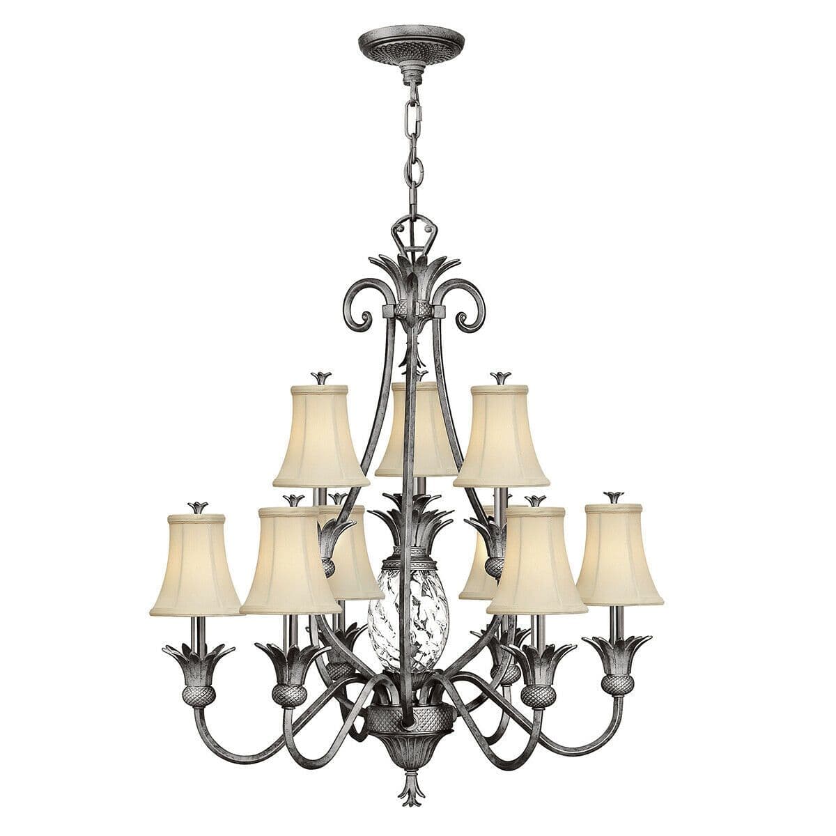 10 Bulb Chandelier LIght Polished Antique Nickel LED E14 60W