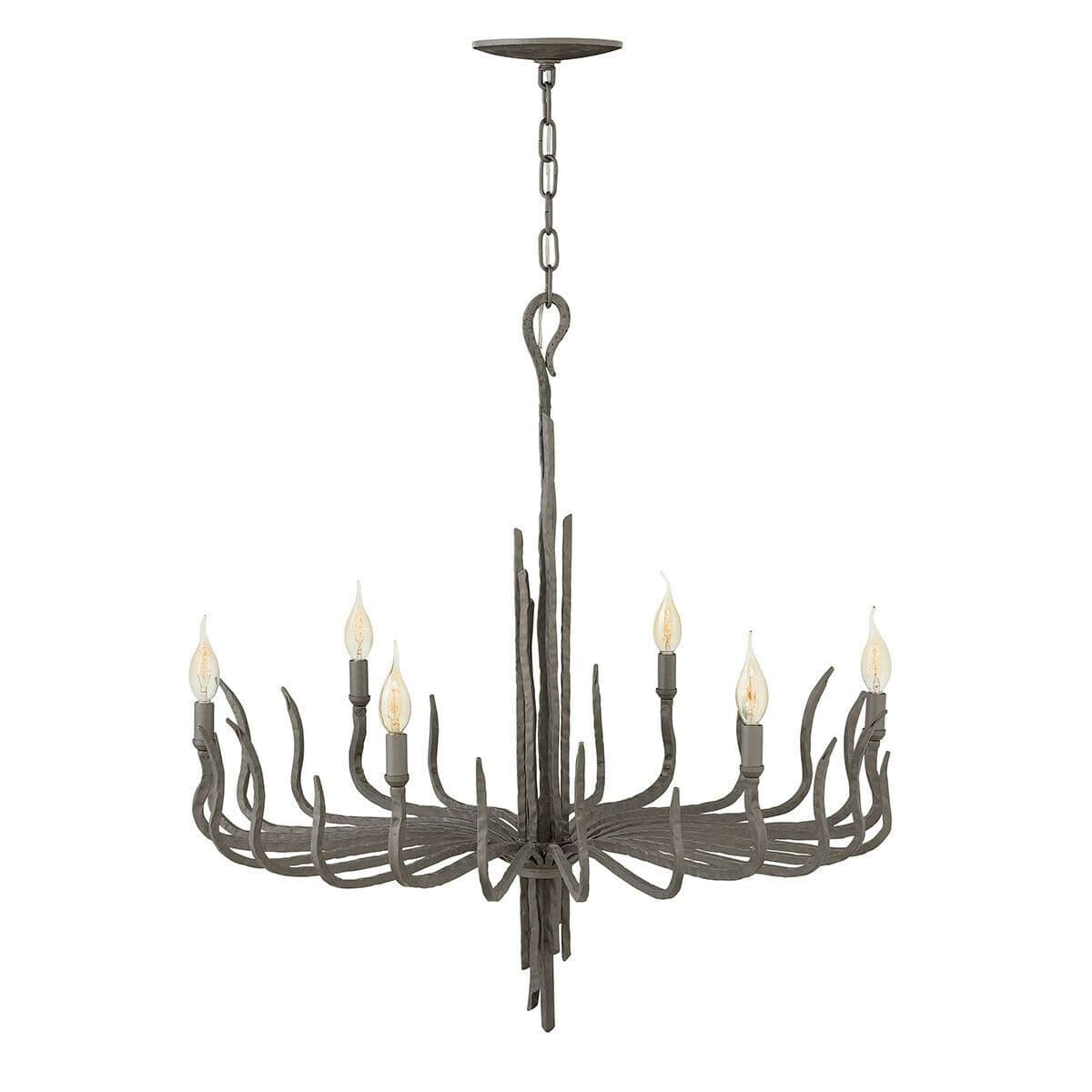 6 Bulb Chandelier Hanging Pendant LIght Metallic Matte Bronze LED E14 60W Bulb