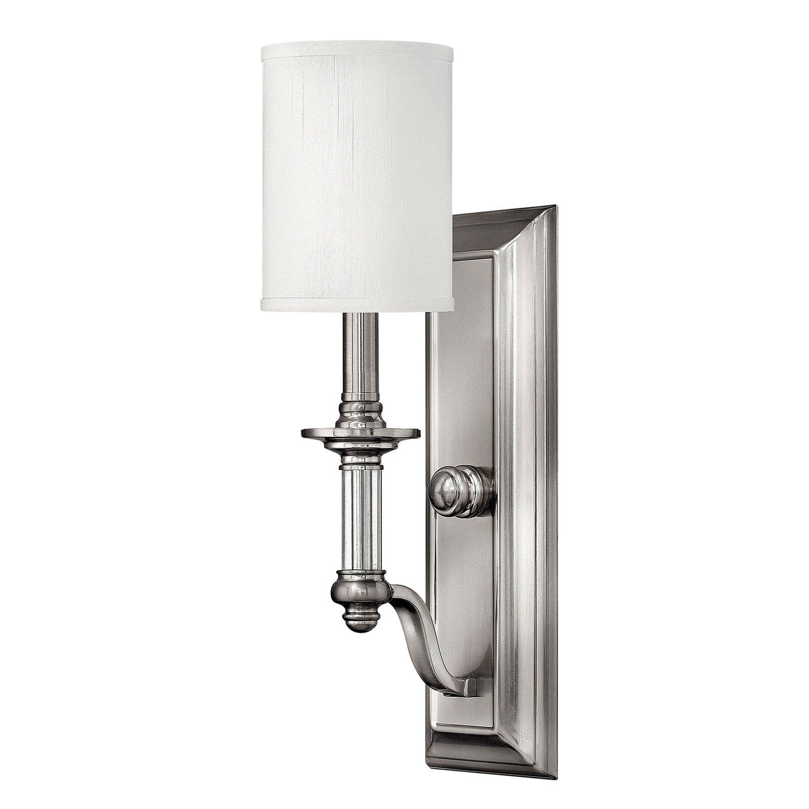 Wall Light Clear Glass Column Fabric Shade Brushed Nickel LED E14 60W