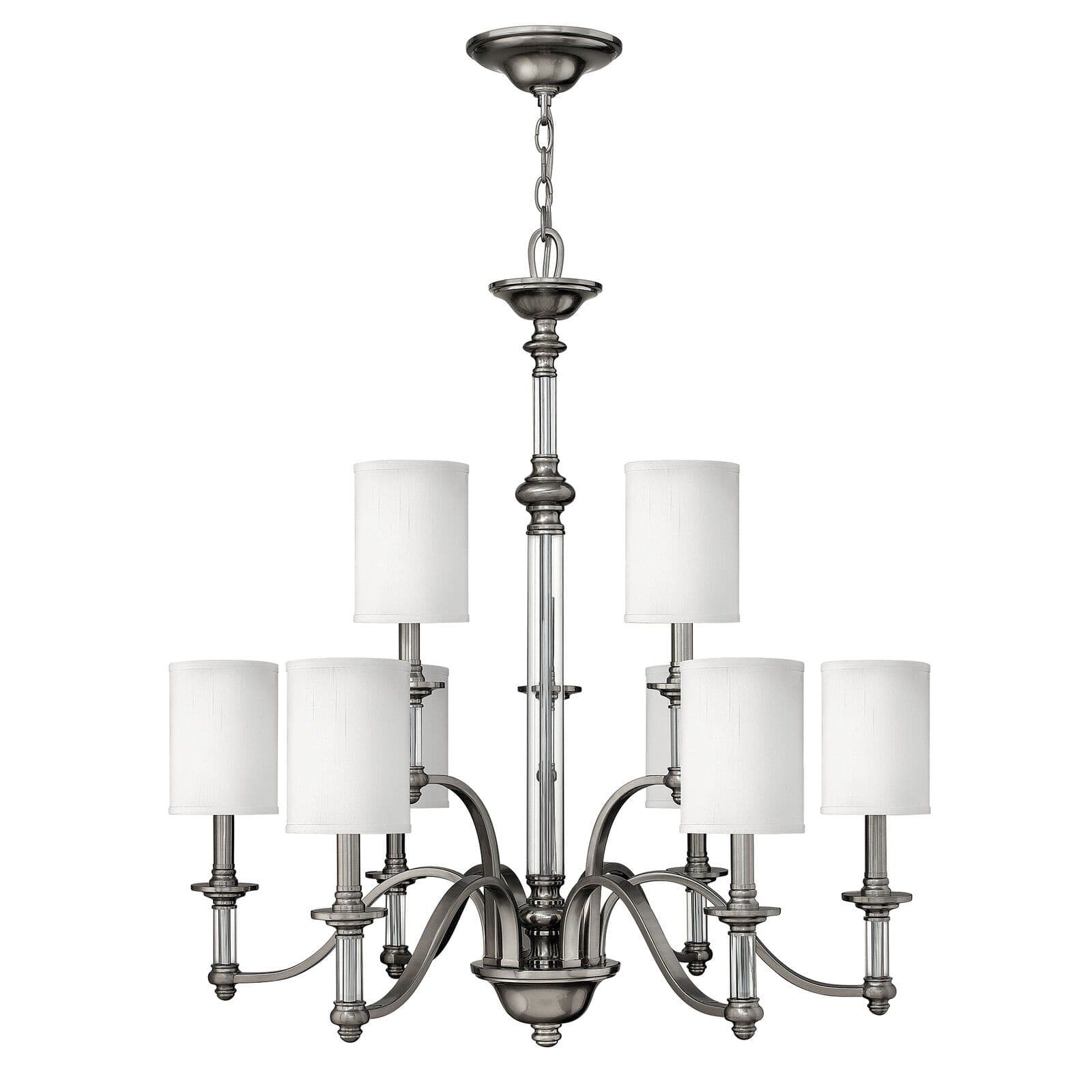 9 Bulb Chandelier Hanging Pendant LIght Brushed Nickel LED E14 60W Bulb