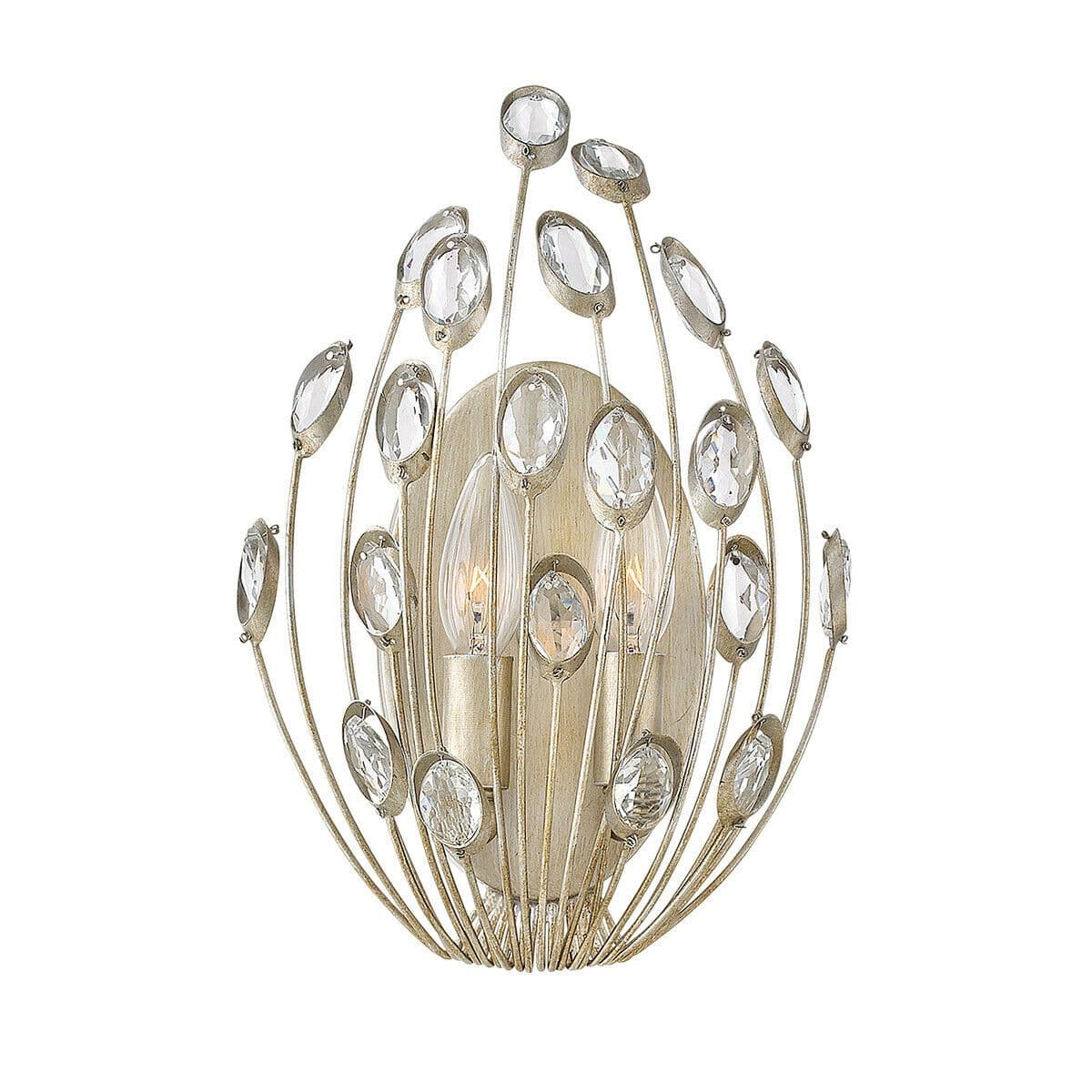 Twin Wall Light Faceted Clear Crystal Embellishment Leaf LED E14 60W