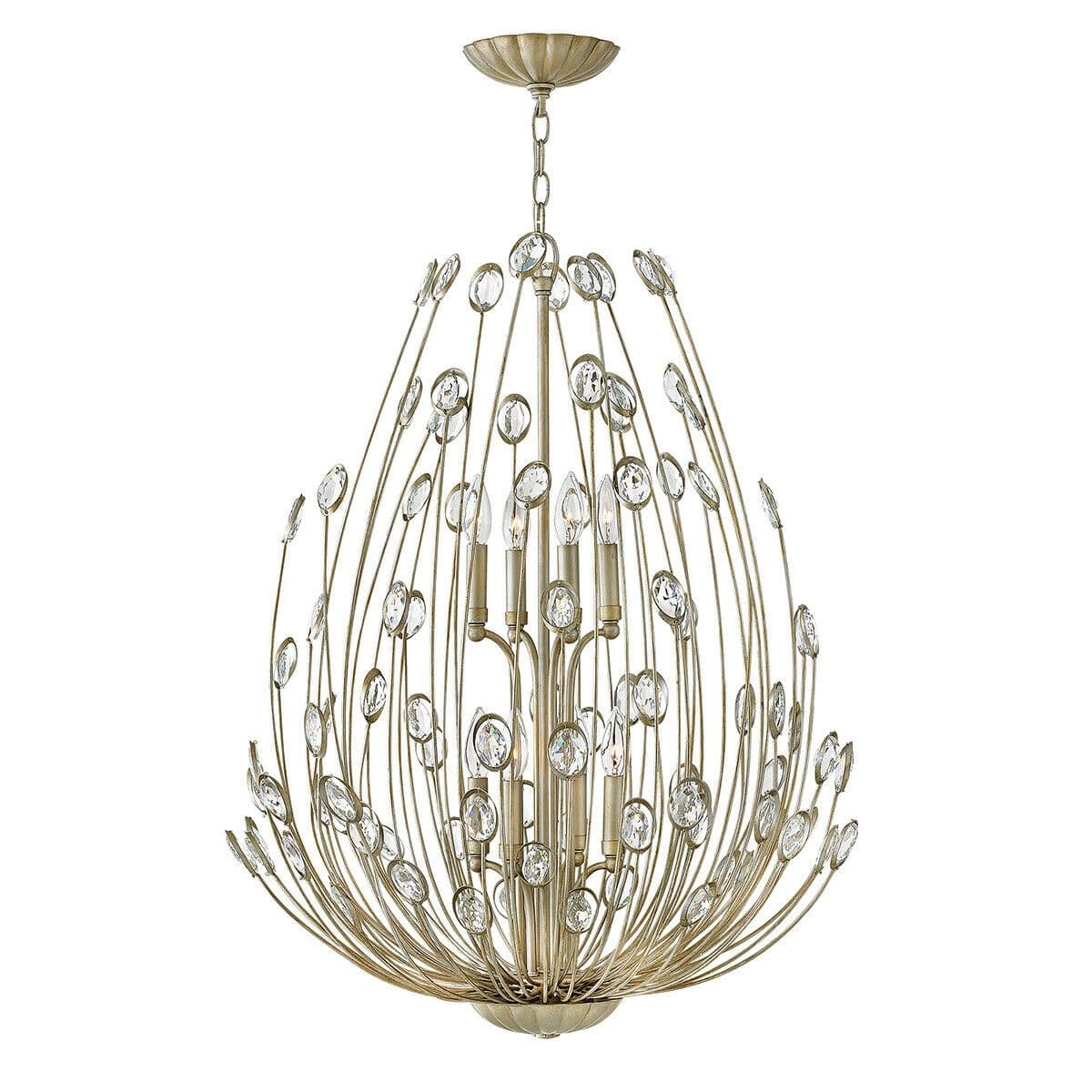 8 Bulb Chandelier Hanging Pendant LIght Silver Leaf LED E14 60W Bulb