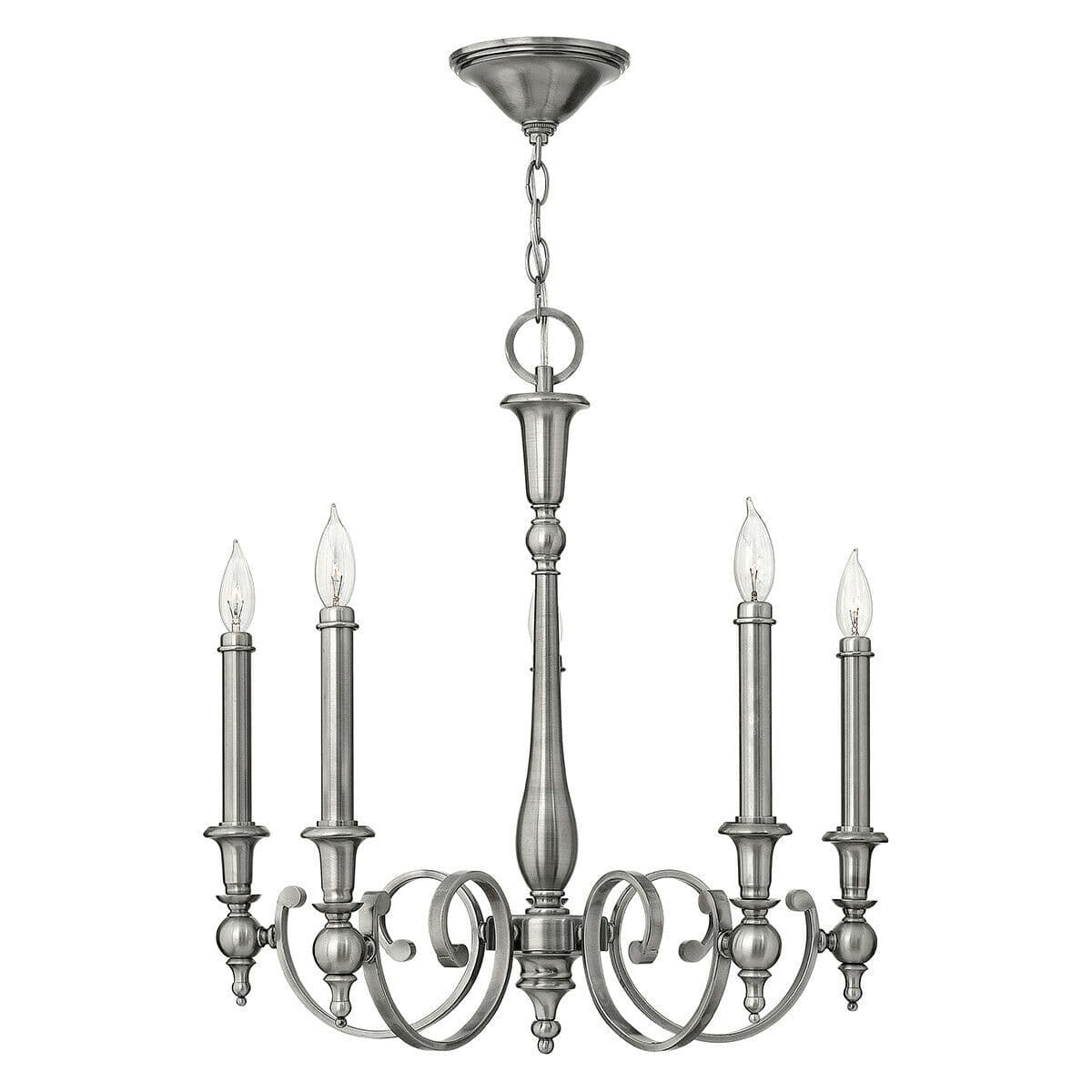 5 Bulb Chandelier Hanging Pendant LIght Antique Nickel LED E14 60W Bulb