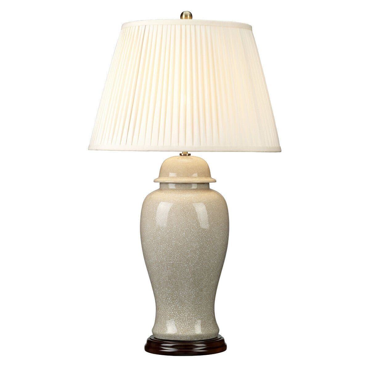 Table Lamp Large Porcelain Ivory Crackle Glass Shade LED E27 60W