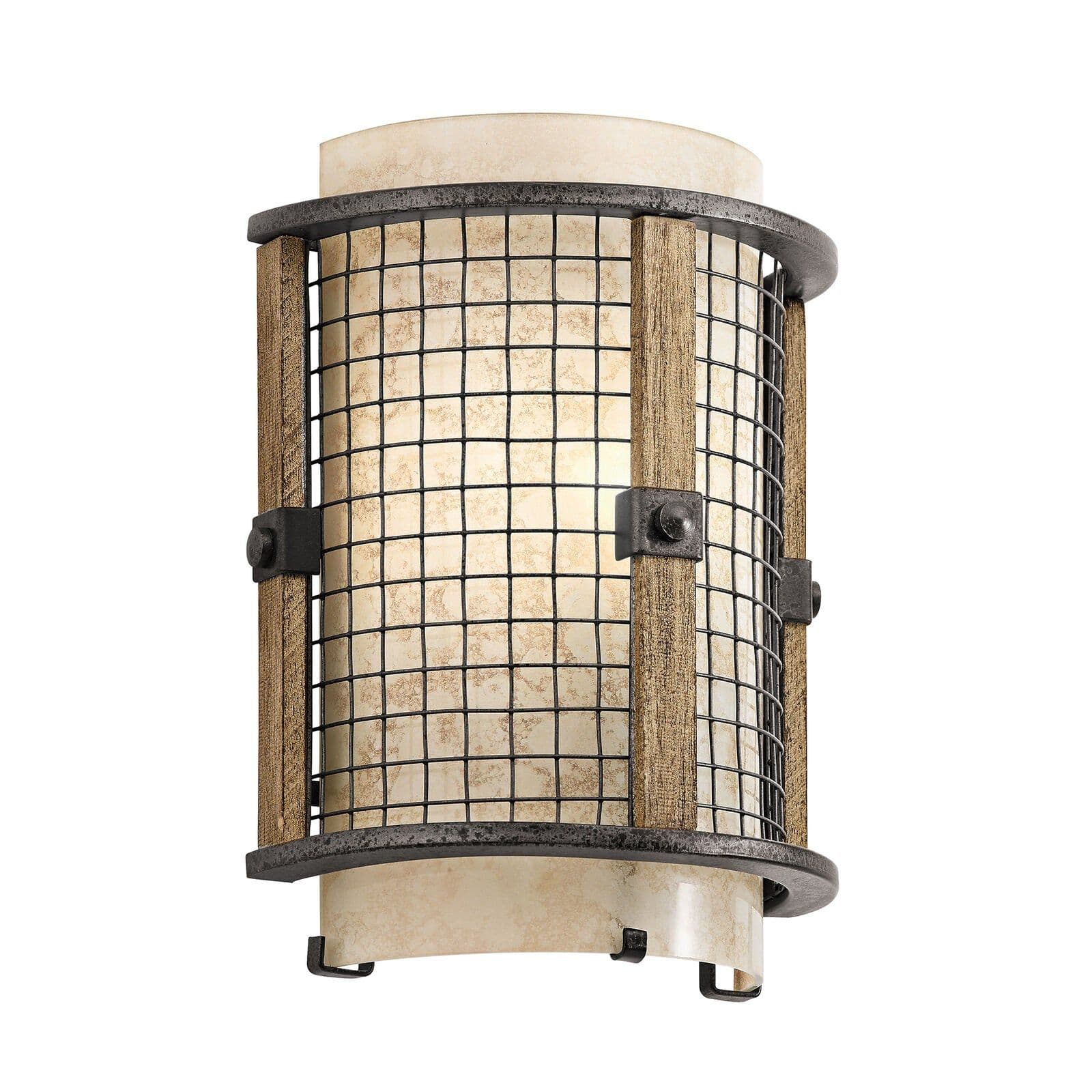 Wall Light Mesh Surrounds Mica Glass Shade Rustic Style Anvil Iron LED E14 60W