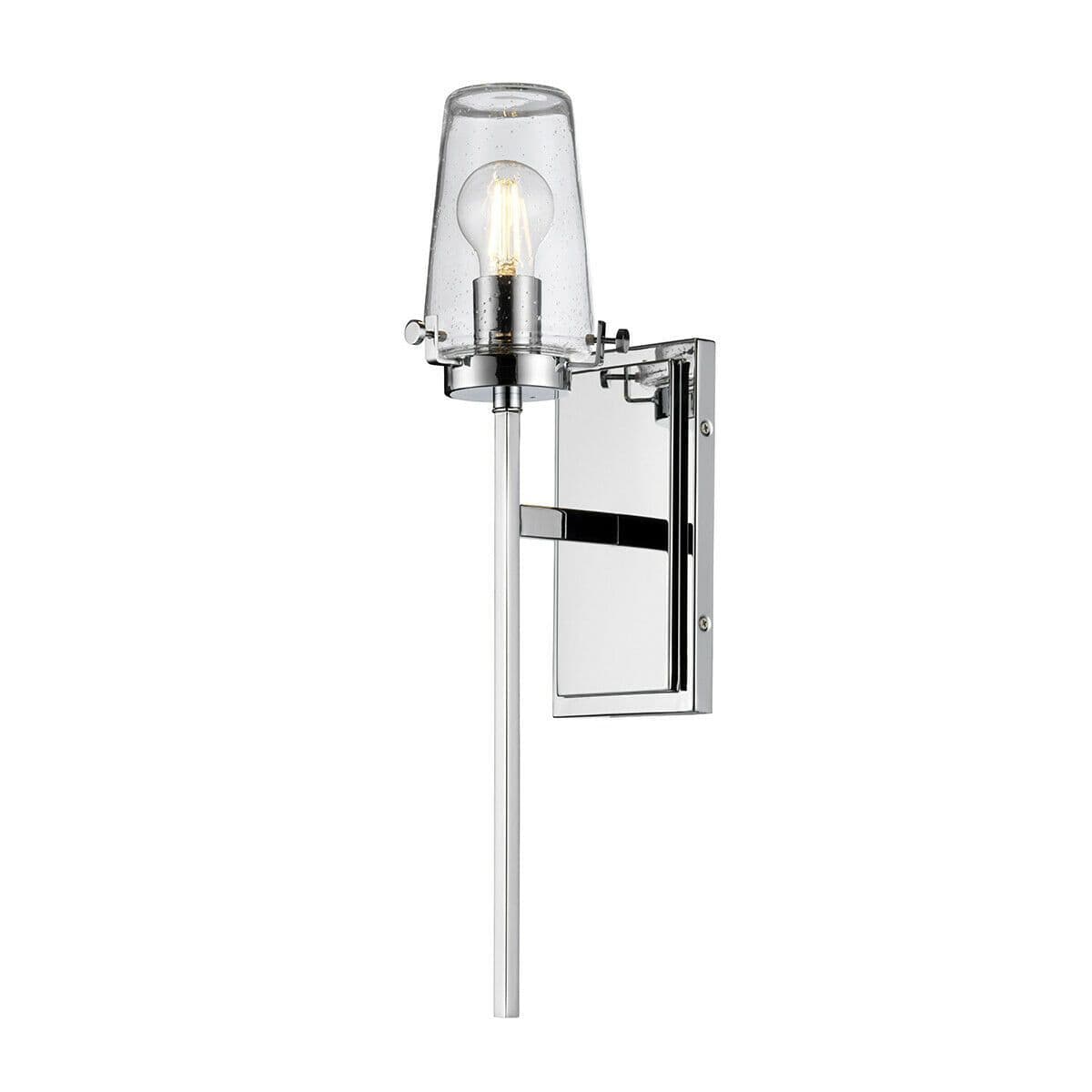 IP44 Wall Light Tall Nuts & Bolts Accents Glass Shade Chrome LED E27 40W