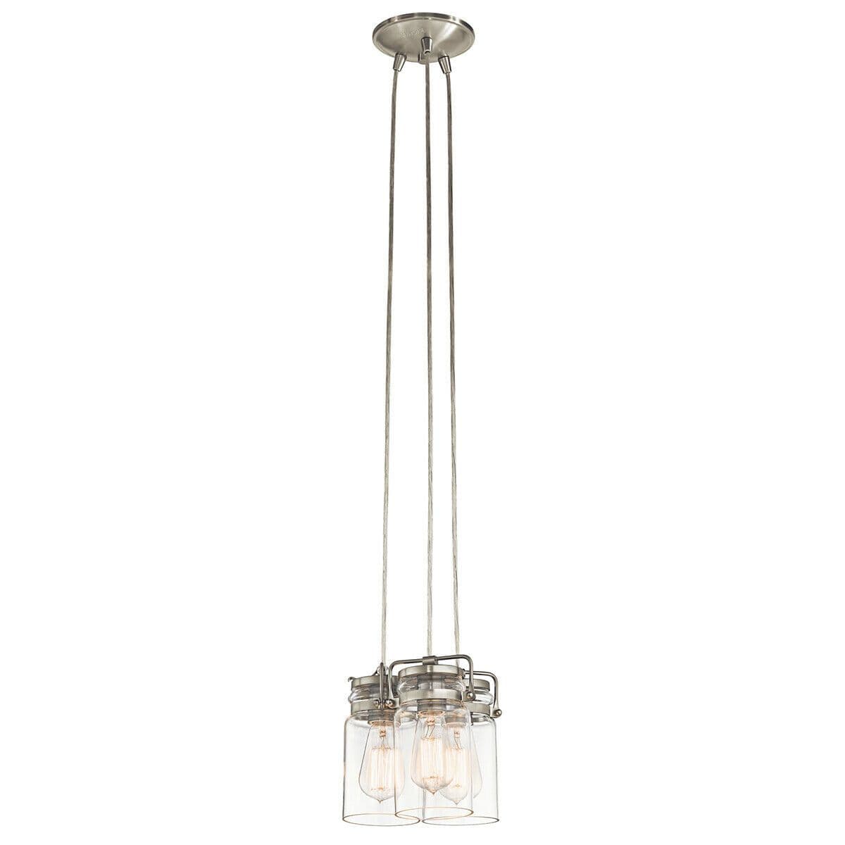 3 Bulb Ceiling Pendant Light Fitting Brushed Nickel LED E27 60W Bulb