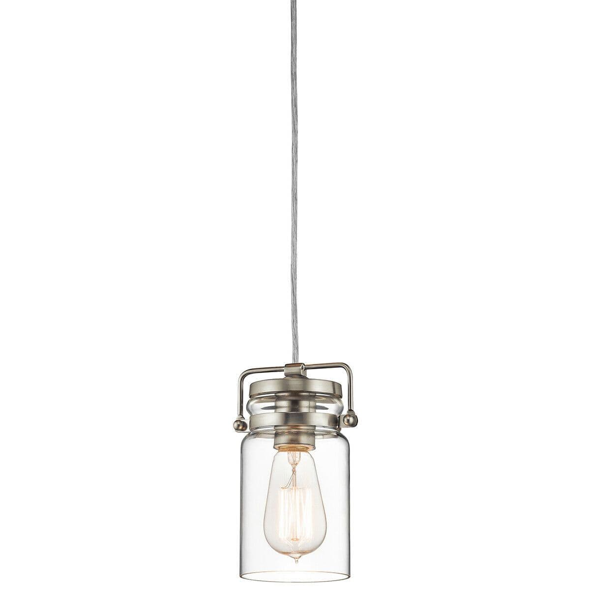 1 Bulb Ceiling Pendant Light Fitting Brushed Nickel LED E27 60W Bulb