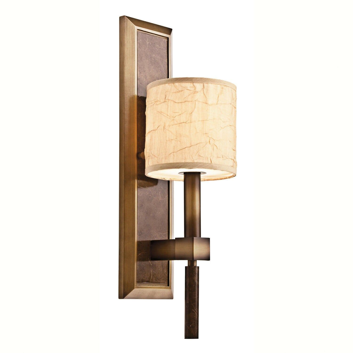 Wall Light Crinkle Fabric Shade Long Wall Plate Cambridge LED E14 60W