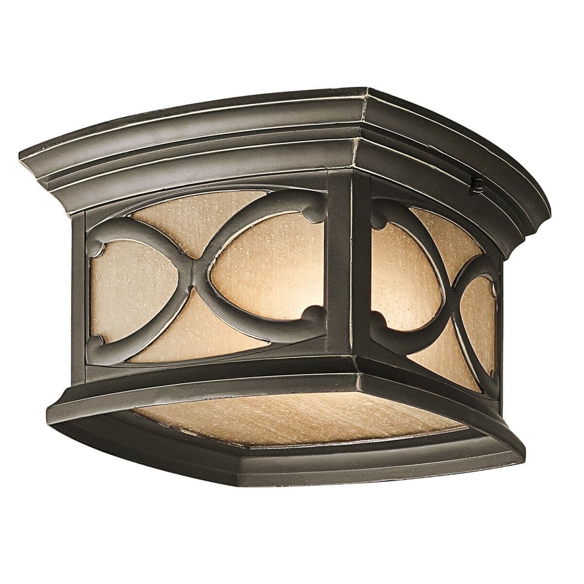 Outdoor IP44 2 Bulb Flush Light Low Ceiling Olde Bronze LED E27 60W
