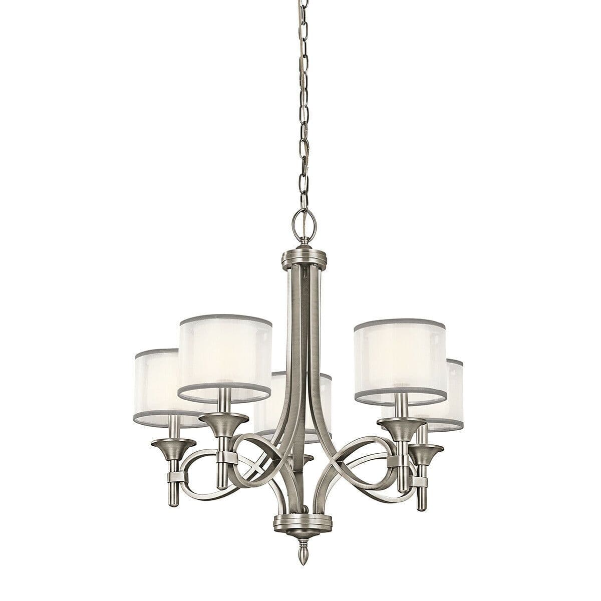 5 Bulb Chandelier LIght ORGANAZA Shade Antique Pewter LED E14 60W