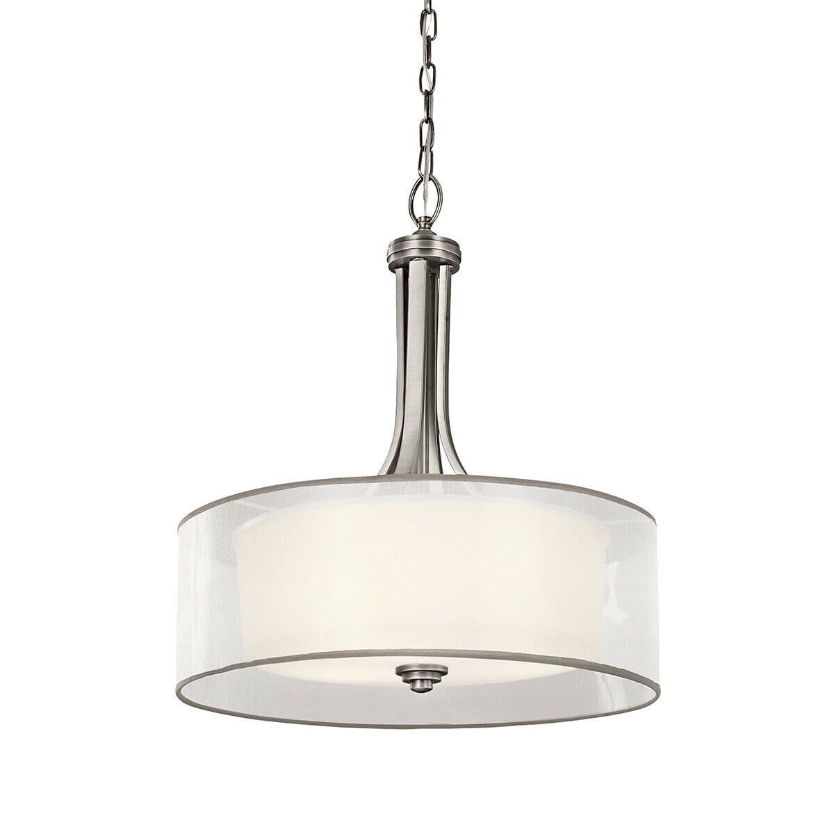 Ceiling Pendant Light Fitting Organza Shade Antique Pewter LED E27 60W
