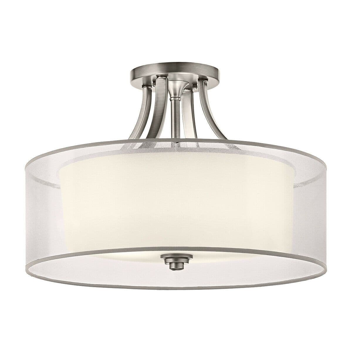 4 Bulb Semi Flush Light ORGANAZA Shade Antique Pewter LED E27 60W Bulb