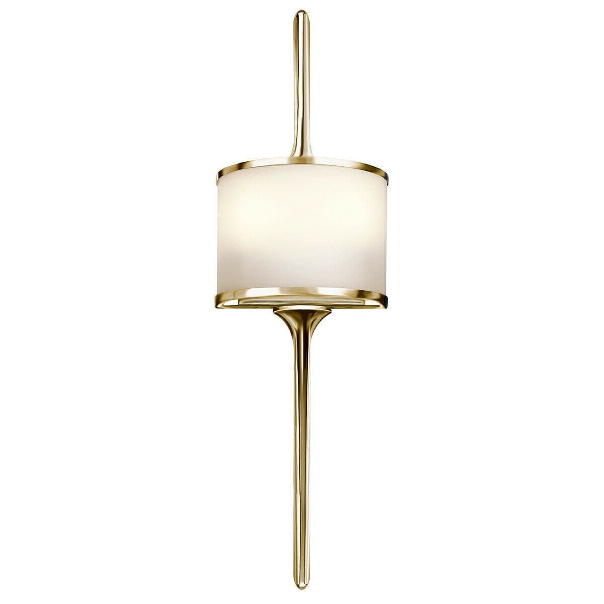 IP44 Twin Wall Light Mid Way Integral Glass Shade Polished Brass LED G9 3.5W
