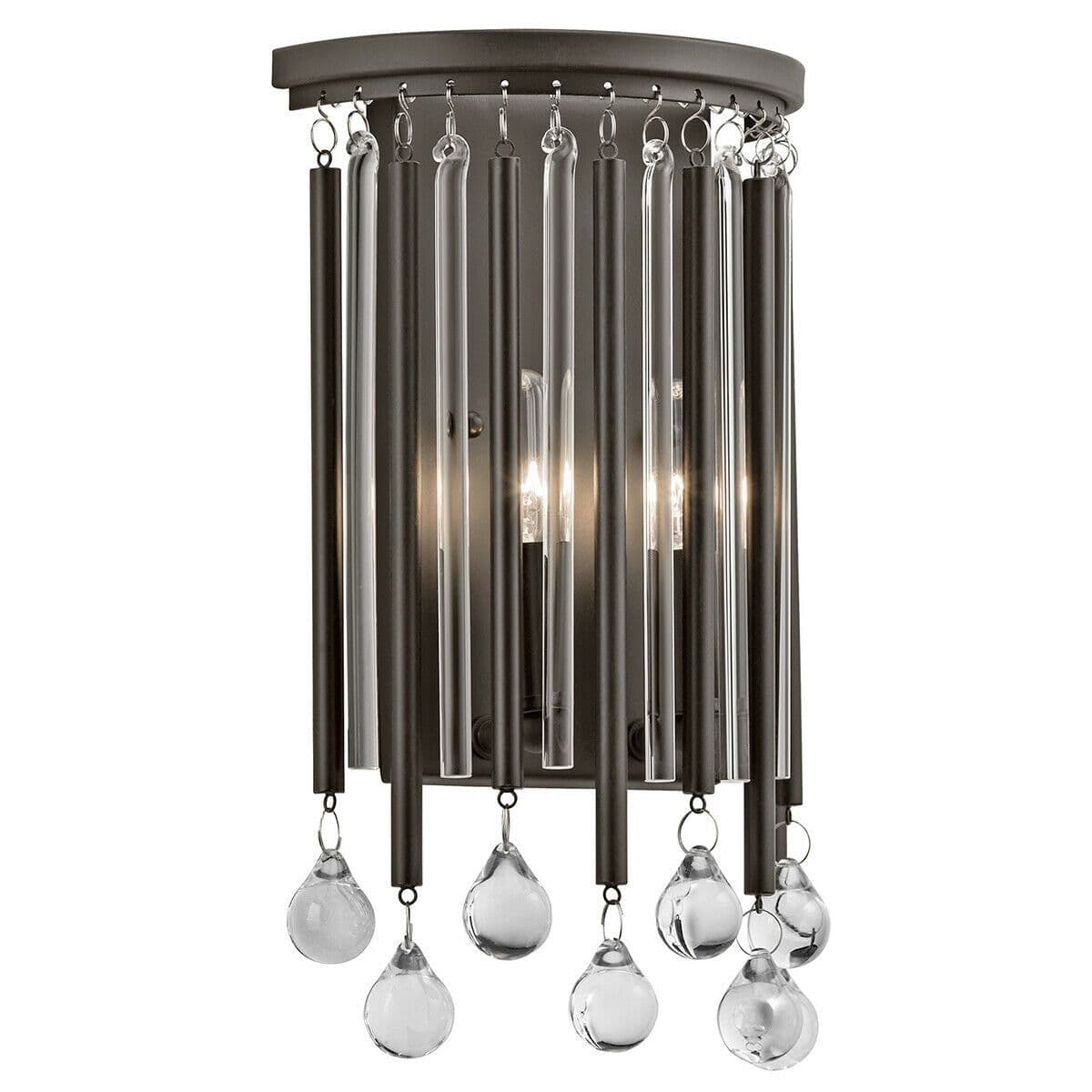 Twin Wall Light Hanging Metal Rods Clear Glass Tubes Beads LED E14 60W