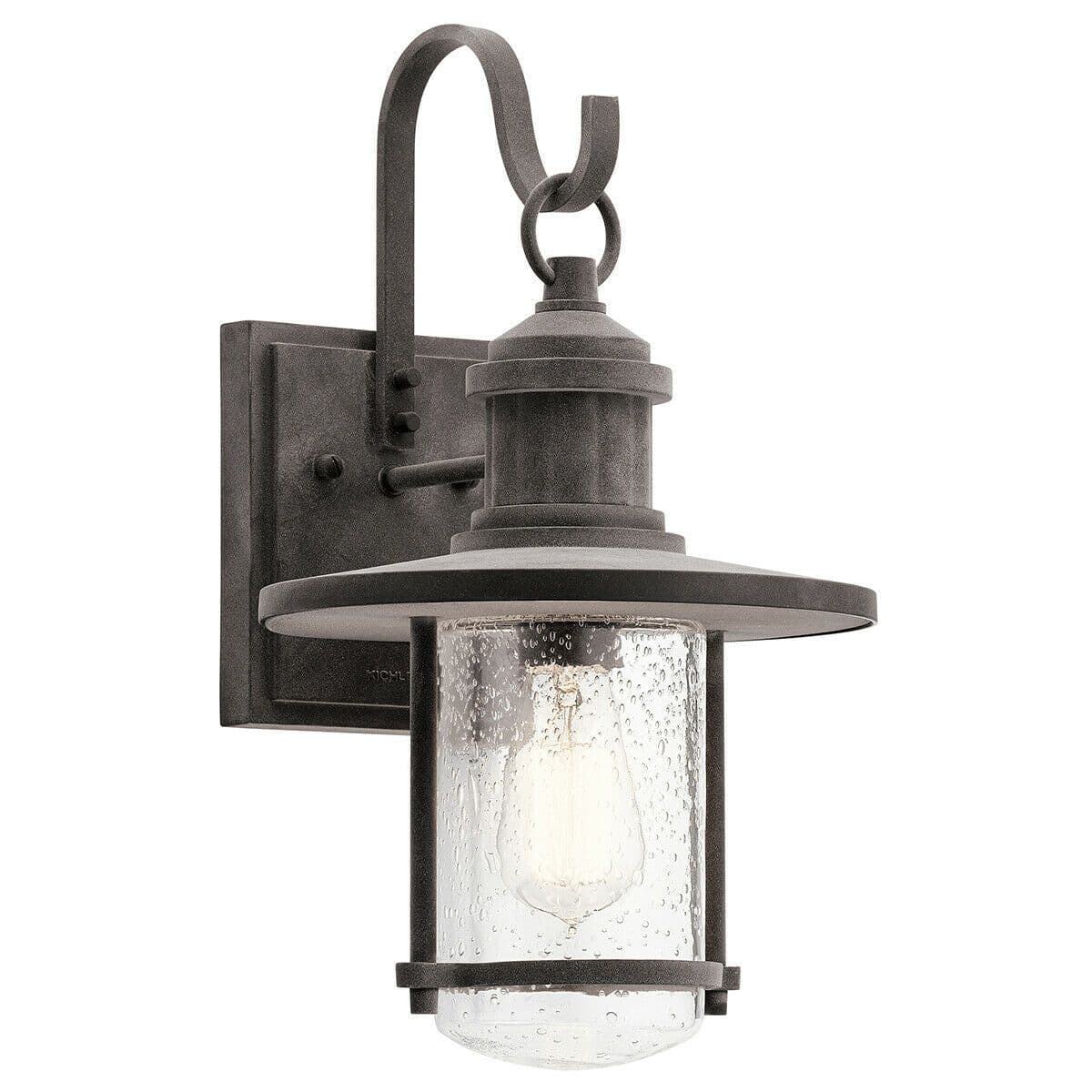 Outdoor IP44 1 Bulb Wall Light Lantern Weathered Zinc LED E27 100W d01773