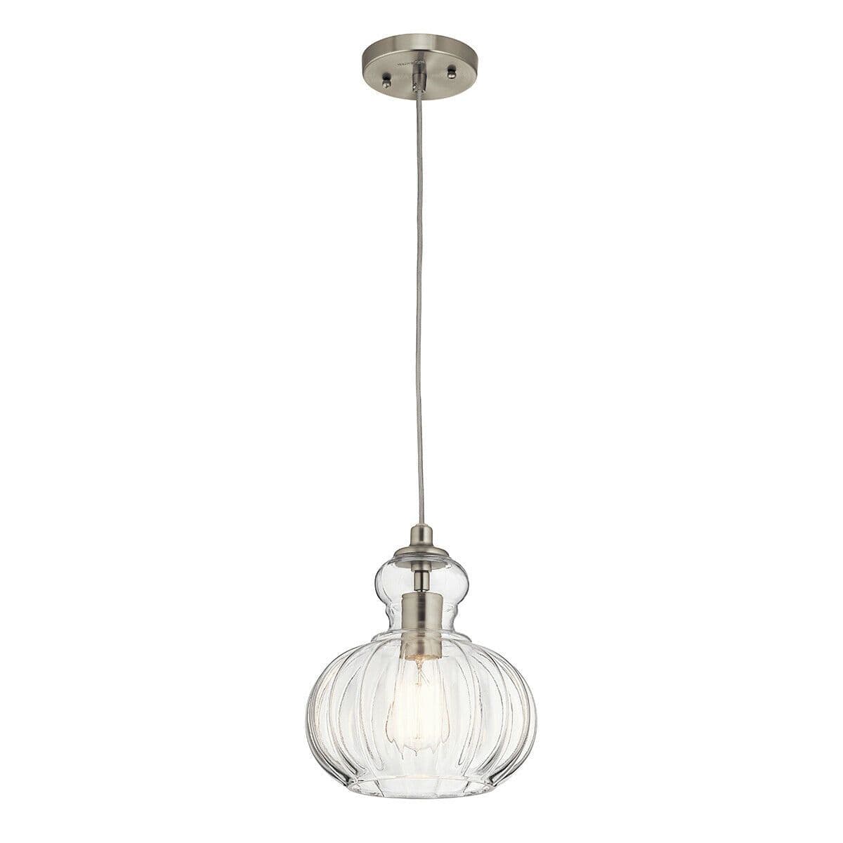 1 Bulb Ceiling Pendant Light Fitting Brushed Nickel LED E27 60W Bulb