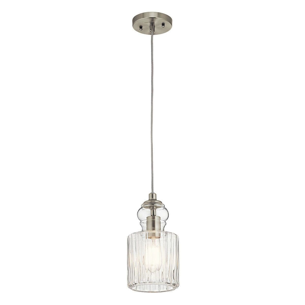 1 Bulb Ceiling Pendant Light Fitting Brushed Nickel LED E27 60W Bulb