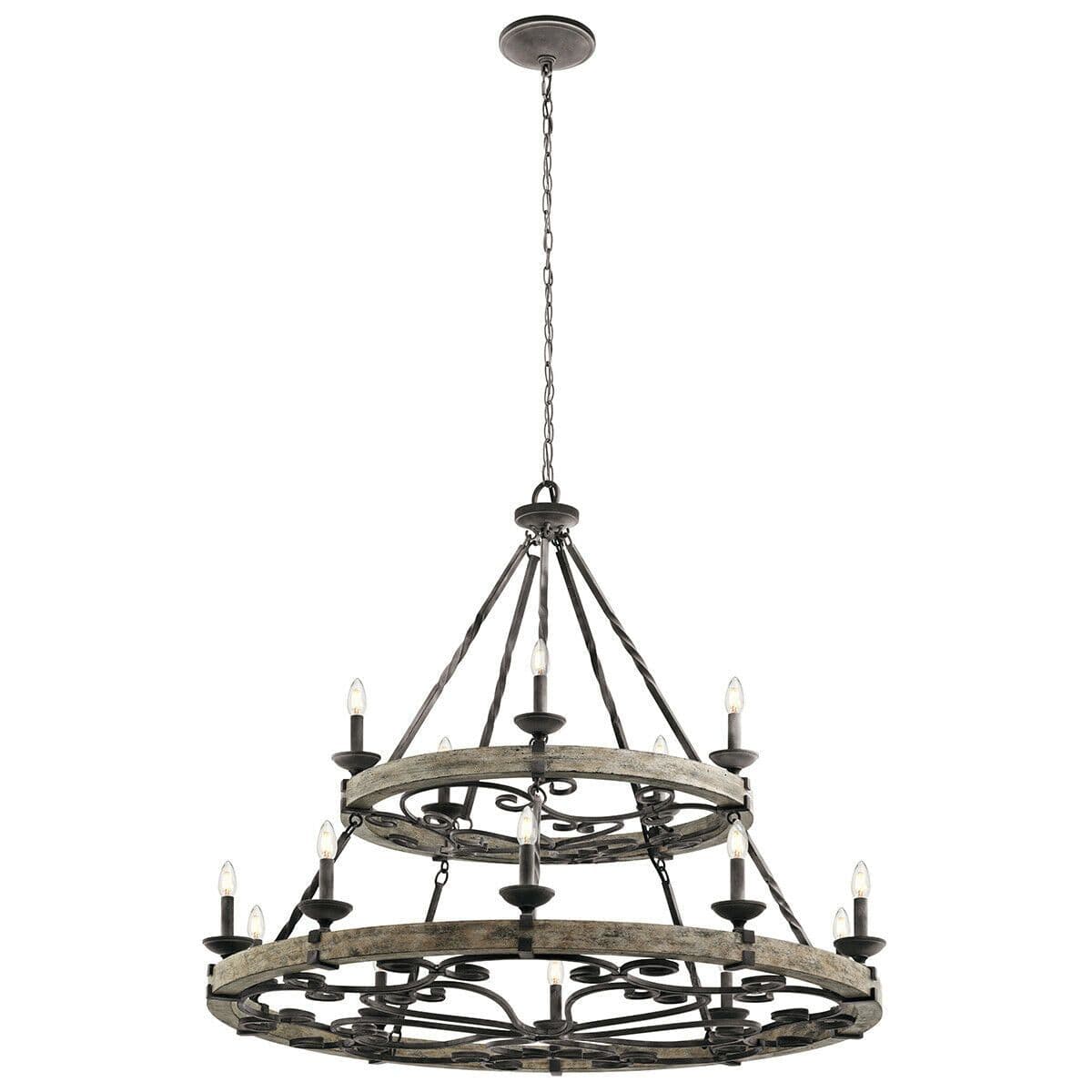 15 Bulb Chandelier Hanging Pendant LIght Weathered Zinc LED E14 60W Bulb